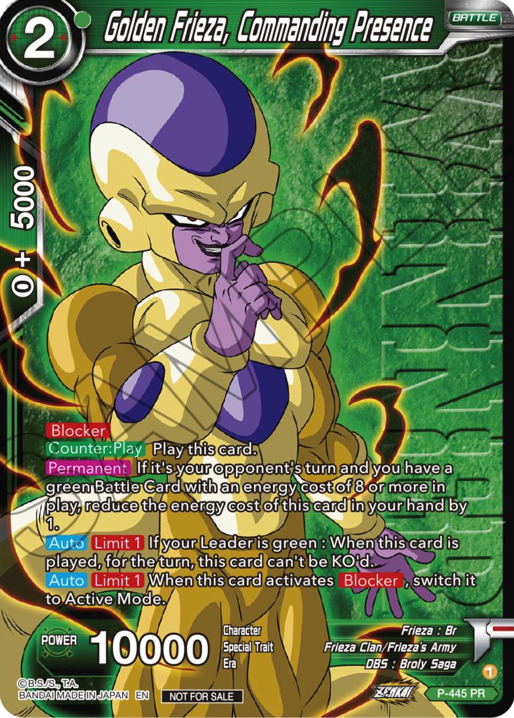 Golden Frieza, Commanding Presence (Winner) (P-445) [Tournament Promotion Cards] | Dragon's Lair Comics and Fantasy Houston TX