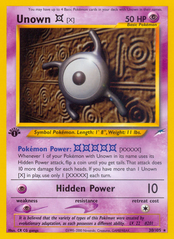 Unown [X] (30/105) [Neo Destiny 1st Edition] | Dragon's Lair Comics and Fantasy Houston TX