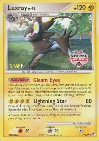 Luxray (7/130) (National Championships) (Staff) [Diamond & Pearl: Base Set] | Dragon's Lair Comics and Fantasy Houston TX