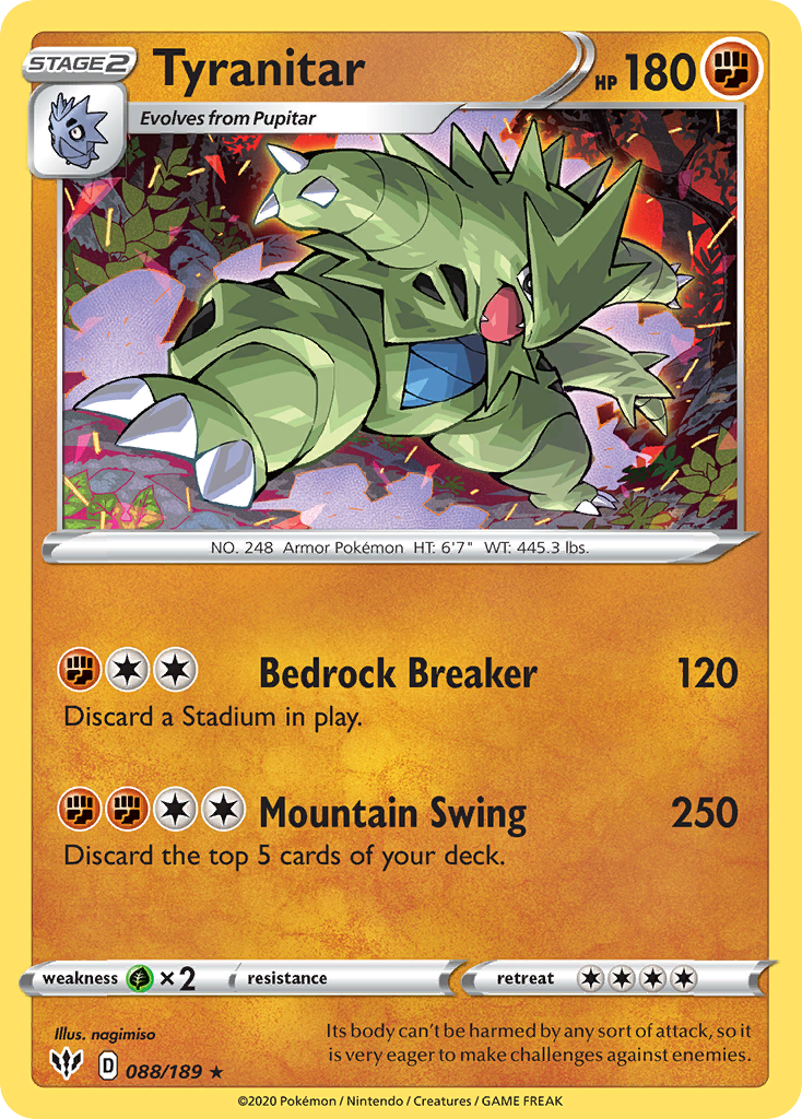 Tyranitar (088/189) [Sword & Shield: Darkness Ablaze] | Dragon's Lair Comics and Fantasy Houston TX