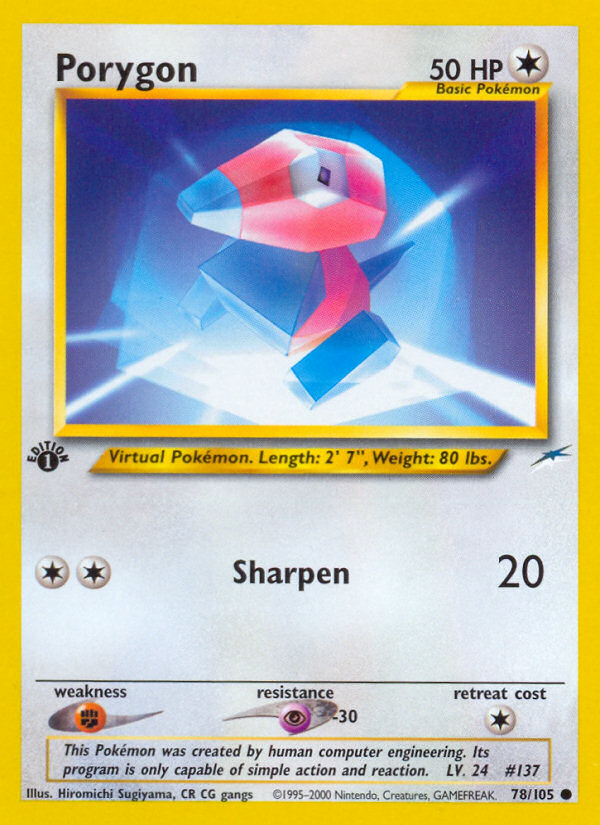 Porygon (78/105) [Neo Destiny 1st Edition] | Dragon's Lair Comics and Fantasy Houston TX