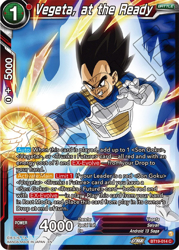 Vegeta, at the Ready (BT19-014) [Fighter's Ambition] | Dragon's Lair Comics and Fantasy Houston TX