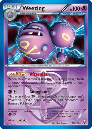 Weezing (58/135) (Theme Deck Exclusive) (Team Plasma) [Black & White: Plasma Storm] | Dragon's Lair Comics and Fantasy Houston TX