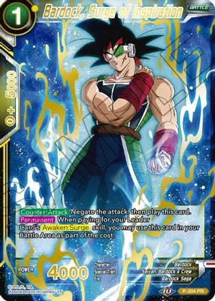 Bardock, Surge of Inspiration (Gold Stamped) (P-204) [Mythic Booster] | Dragon's Lair Comics and Fantasy Houston TX