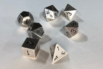 Chessex Silver Metal with Black Poly 7 Set | Dragon's Lair Comics and Fantasy Houston TX