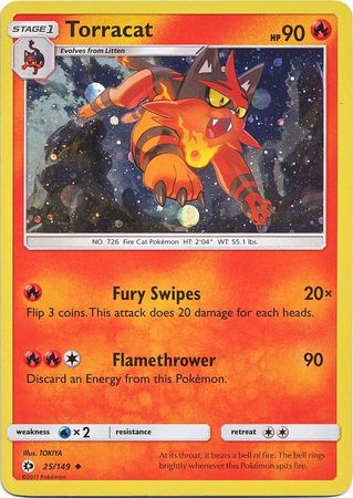 Torracat (25/149) (Cosmos Holo) [Sun & Moon: Base Set] | Dragon's Lair Comics and Fantasy Houston TX