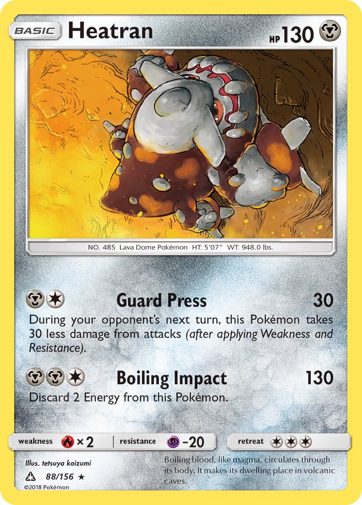 Heatran (88/156) (Prerelease Kit Exclusive) (Theme Deck Exclusive) [Sun & Moon: Ultra Prism] | Dragon's Lair Comics and Fantasy Houston TX