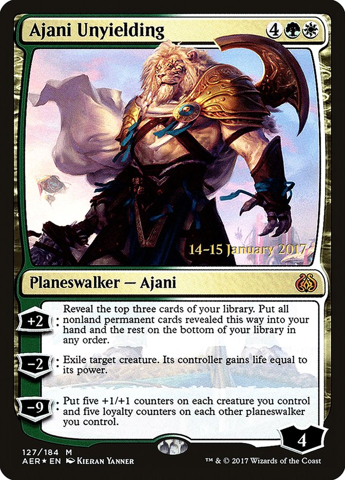 Ajani Unyielding [Aether Revolt Prerelease Promos] | Dragon's Lair Comics and Fantasy Houston TX