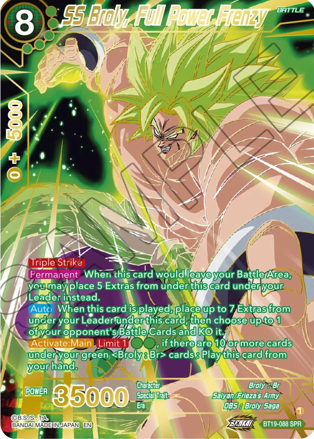 SS Broly, Full Power Frenzy (SPR) (BT19-088) [Fighter's Ambition] | Dragon's Lair Comics and Fantasy Houston TX