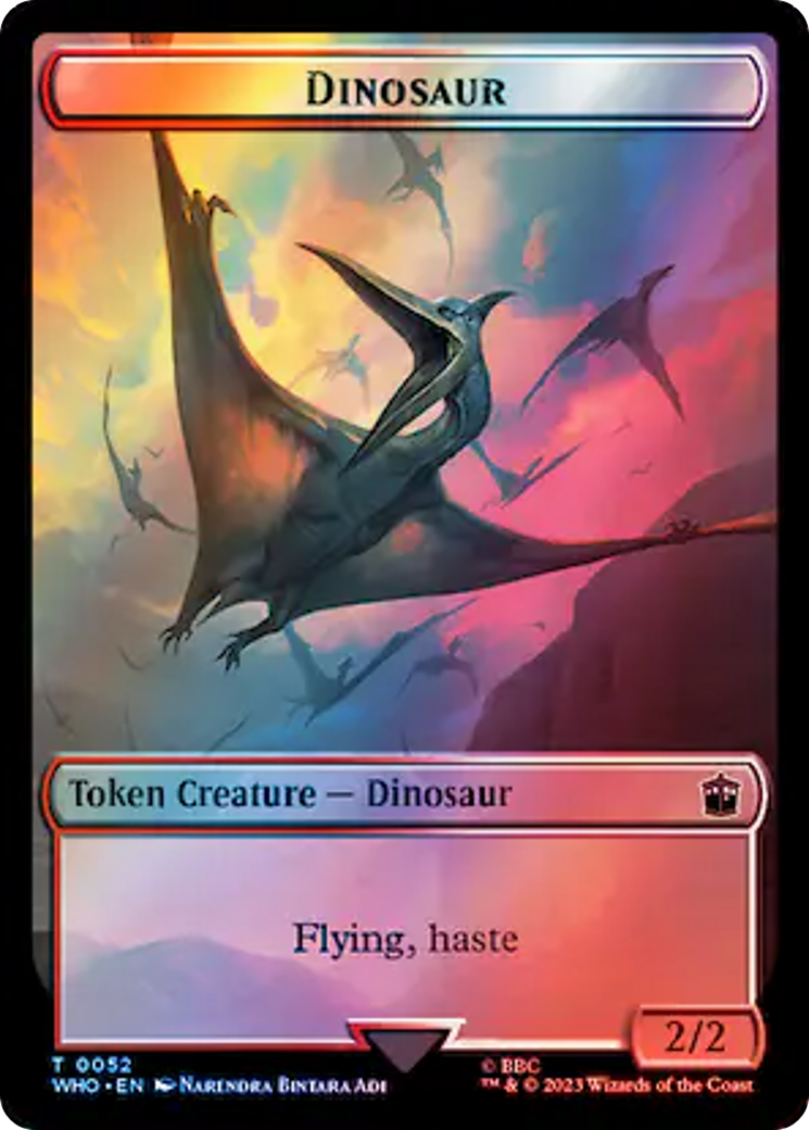 Soldier // Dinosaur Double-Sided Token (Surge Foil) [Doctor Who Tokens] | Dragon's Lair Comics and Fantasy Houston TX