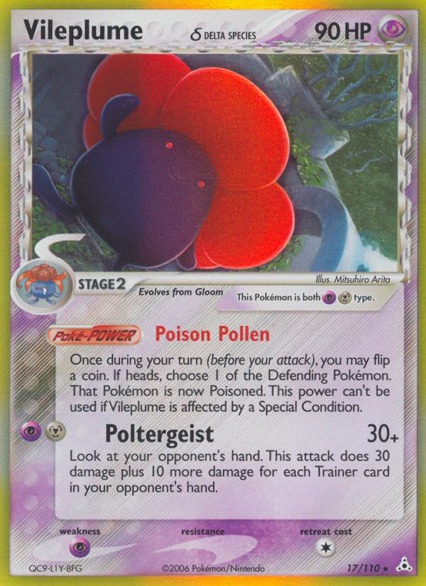 Vileplume (17/110) (Delta Species) [EX: Holon Phantoms] | Dragon's Lair Comics and Fantasy Houston TX