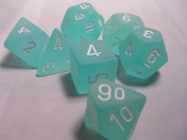 Chessex Frosted Teal with White P7 Set | Dragon's Lair Comics and Fantasy Houston TX