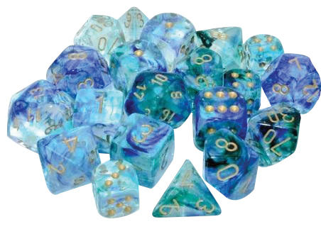 Chessex Nebula Luminary Oceanic/Gold Poly 7 Set | Dragon's Lair Comics and Fantasy Houston TX