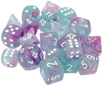 Chessex Nebula Luminary Wisteria/White 16mm D6 Set | Dragon's Lair Comics and Fantasy Houston TX