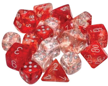 Chessex Nebula Luminary Red/Silver 16mm D6 7 Set | Dragon's Lair Comics and Fantasy Houston TX