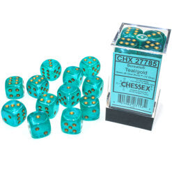 Chessex Borealis Teal with Gold Luminary Glow in the Dark 16mm D6 Set | Dragon's Lair Comics and Fantasy Houston TX