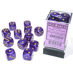 Chessex Borealis Royal Purple with Gold Luminary Glow in the Dark 16mm D6 Set | Dragon's Lair Comics and Fantasy Houston TX