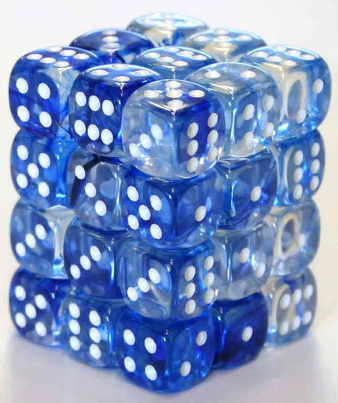 Chessex Nebula Blue with White 12mm d6 Set | Dragon's Lair Comics and Fantasy Houston TX