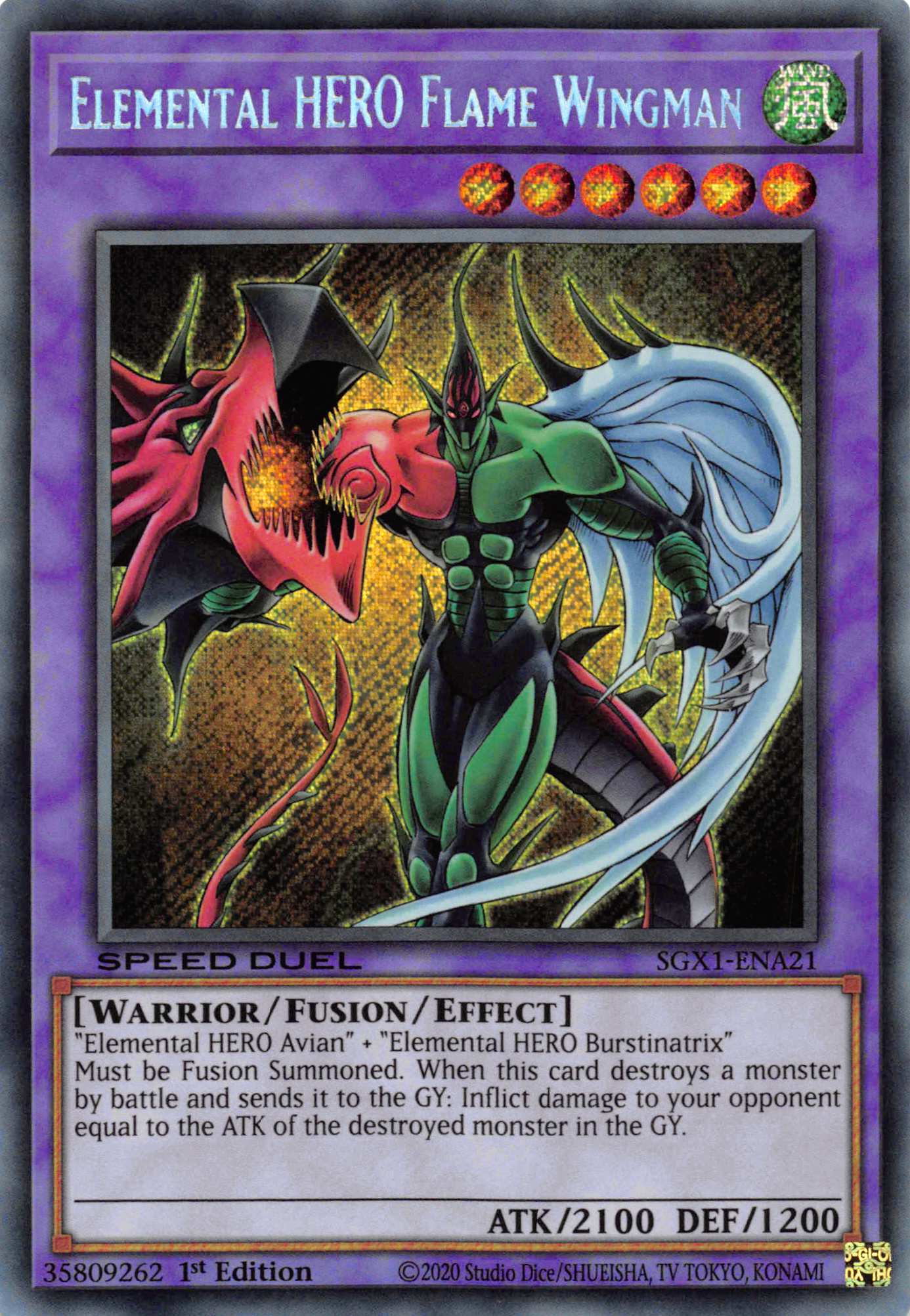 Elemental HERO Flame Wingman [SGX1-ENA21] Secret Rare | Dragon's Lair Comics and Fantasy Houston TX