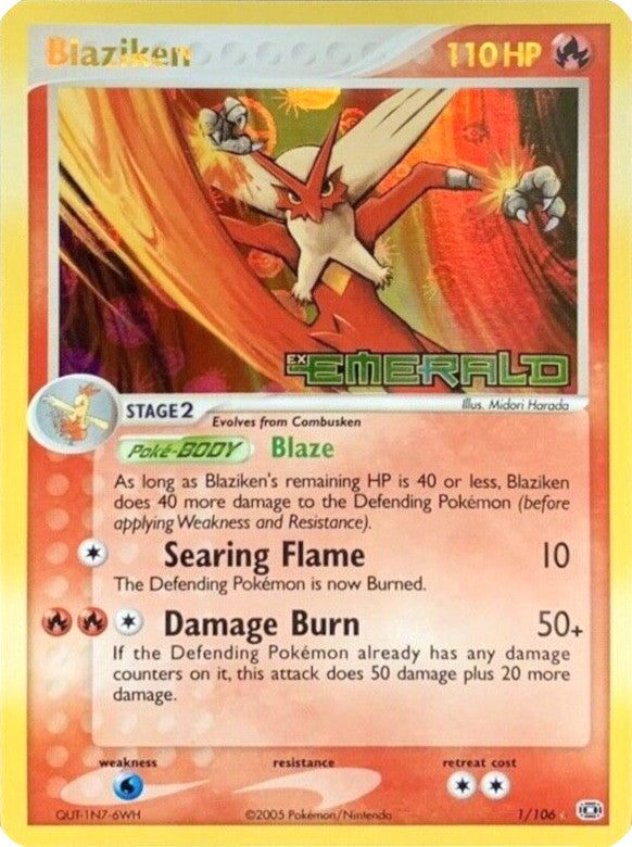 Blaziken (1/106) (Stamped) [EX: Emerald] | Dragon's Lair Comics and Fantasy Houston TX