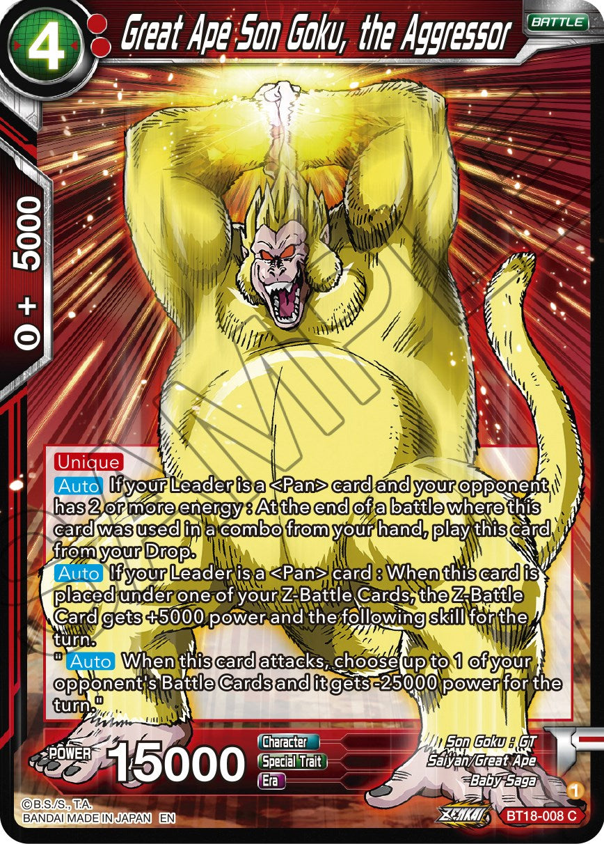 Great Ape Son Goku, the Aggressor (BT18-008) [Dawn of the Z-Legends] | Dragon's Lair Comics and Fantasy Houston TX