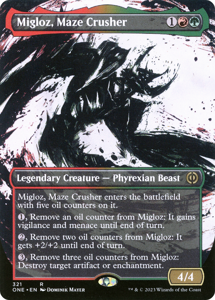 Migloz, Maze Crusher (Borderless Ichor) [Phyrexia: All Will Be One] | Dragon's Lair Comics and Fantasy Houston TX