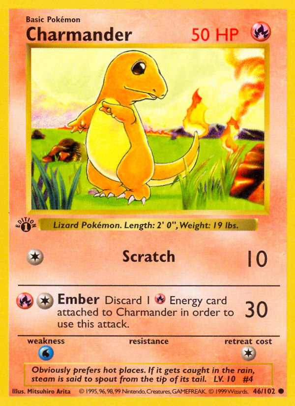 Charmander (46/102) (Shadowless) [Base Set 1st Edition] | Dragon's Lair Comics and Fantasy Houston TX