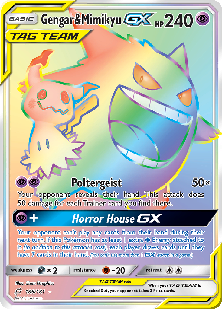 Gengar & Mimikyu GX (186/181) [Sun & Moon: Team Up] | Dragon's Lair Comics and Fantasy Houston TX