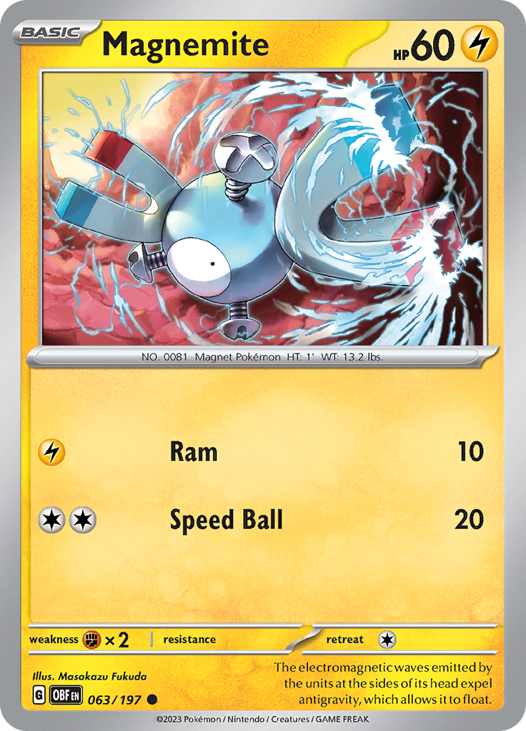 Magnemite (063/197) [Scarlet & Violet: Obsidian Flames] | Dragon's Lair Comics and Fantasy Houston TX