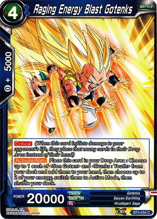 Raging Energy Blast Gotenks (BT4-034) [Colossal Warfare] | Dragon's Lair Comics and Fantasy Houston TX