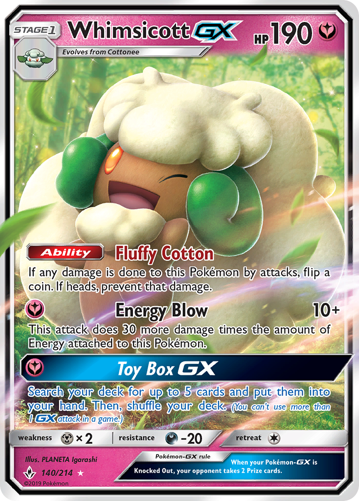 Whimsicott GX (140/214) [Sun & Moon: Unbroken Bonds] | Dragon's Lair Comics and Fantasy Houston TX