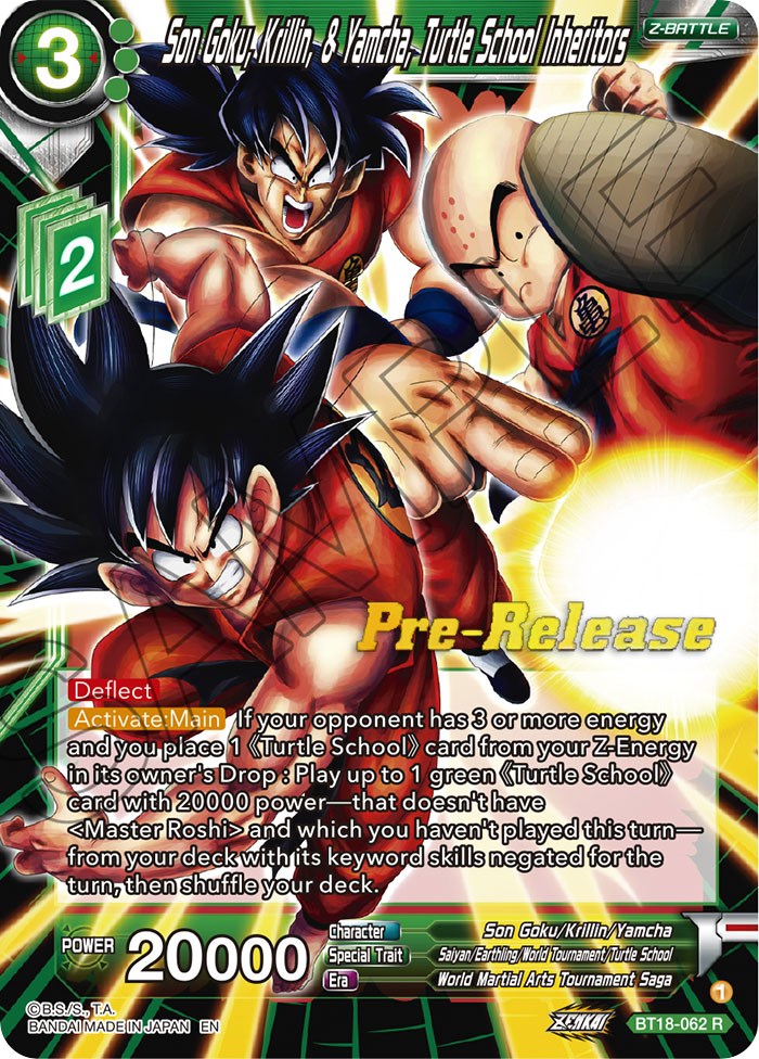 Son Goku, Krillin, & Yamcha, Turtle School Inheritors (BT18-062) [Dawn of the Z-Legends Prerelease Promos] | Dragon's Lair Comics and Fantasy Houston TX