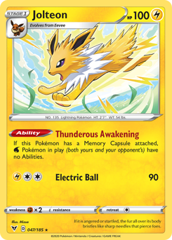 Jolteon (047/185) [Sword & Shield: Vivid Voltage] | Dragon's Lair Comics and Fantasy Houston TX