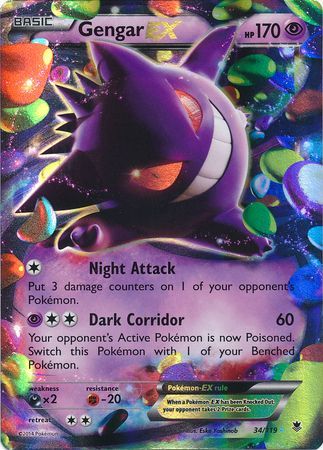 Gengar EX (34/119) (Jumbo Card) [XY: Phantom Forces] | Dragon's Lair Comics and Fantasy Houston TX