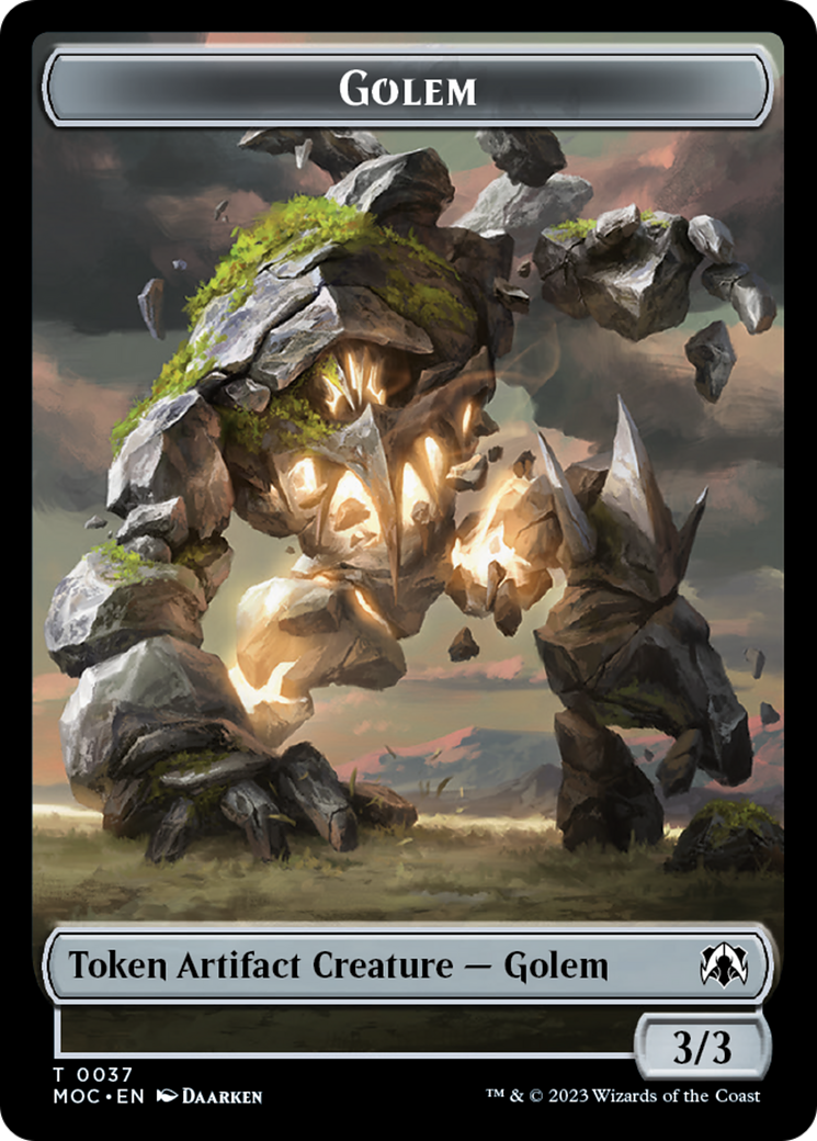 Golem // Clue Double-Sided Token [March of the Machine Commander Tokens] | Dragon's Lair Comics and Fantasy Houston TX