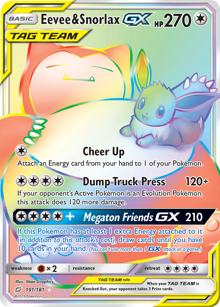 Eevee & Snorlax GX (191/181) [Sun & Moon: Team Up] | Dragon's Lair Comics and Fantasy Houston TX