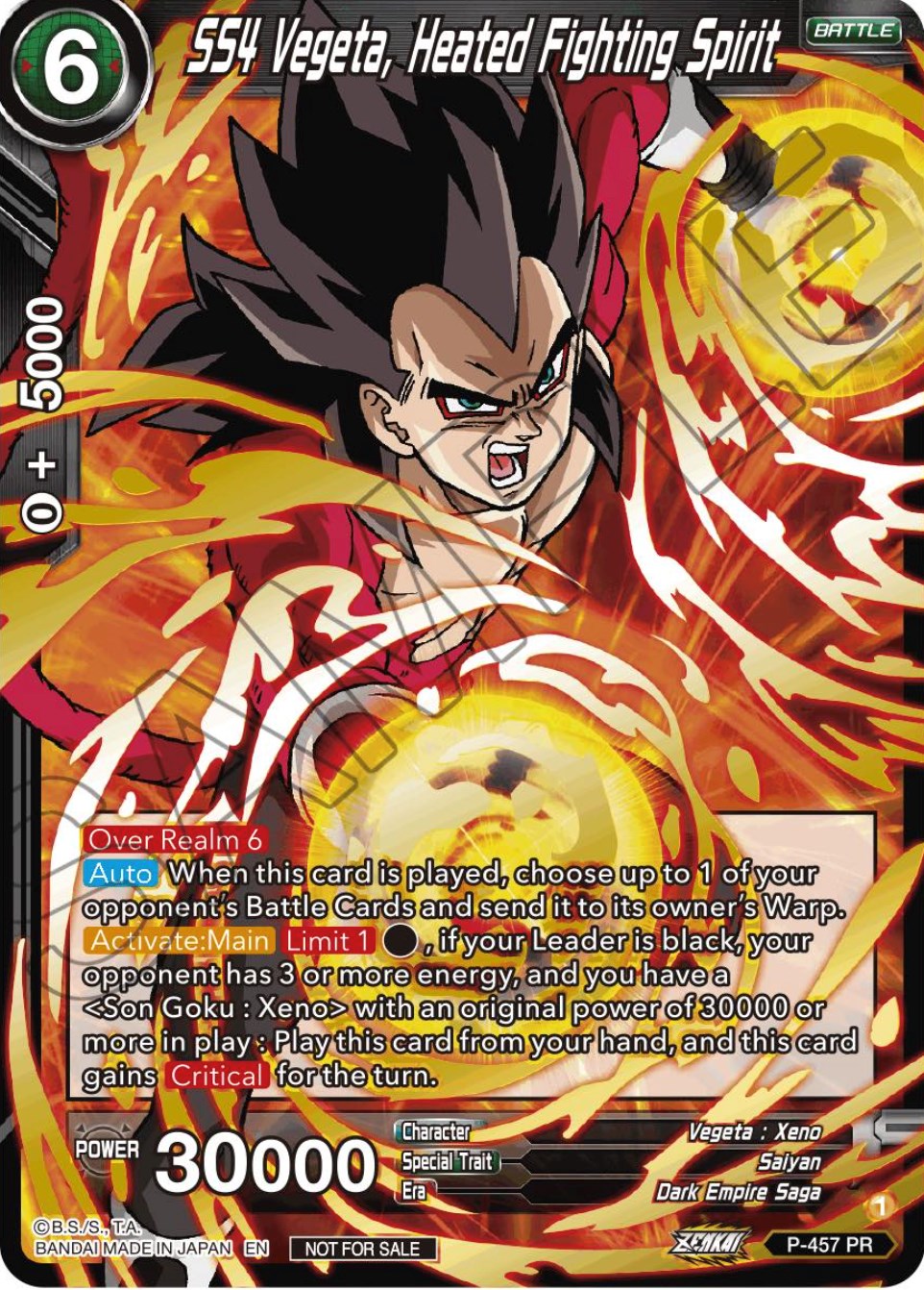 SS4 Vegeta, Heated Fighting Spirit (Championship Selection Pack 2023 Vol.1) (Holo) (P-457) [Tournament Promotion Cards] | Dragon's Lair Comics and Fantasy Houston TX