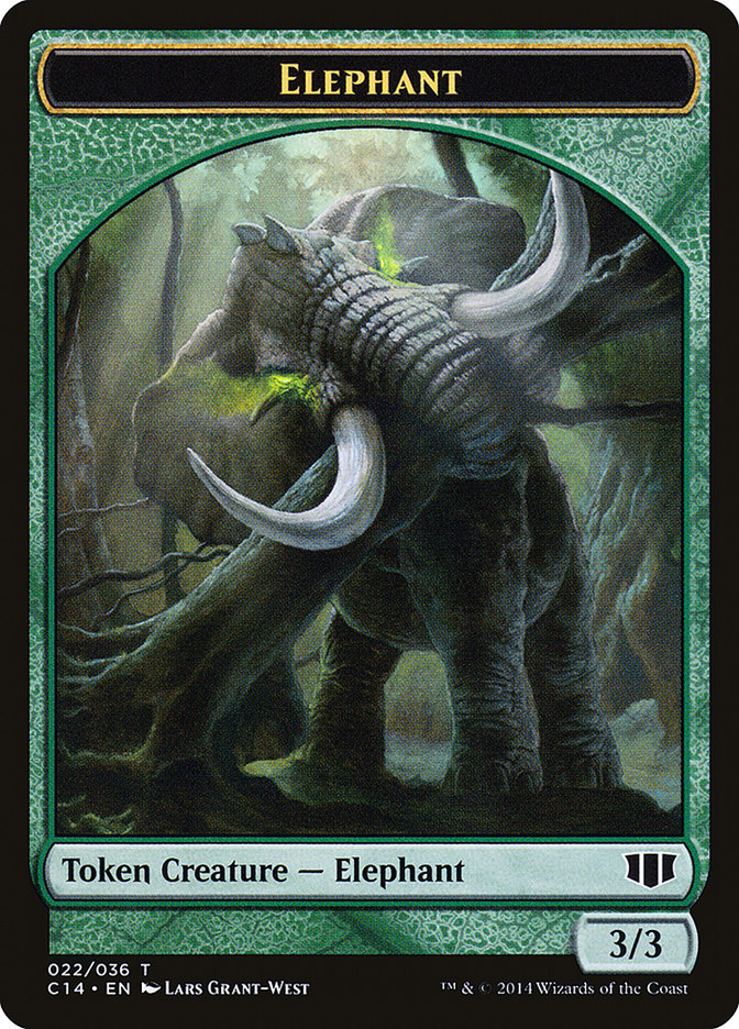 Elephant // Elf Warrior Double-Sided Token [Commander 2014 Tokens] | Dragon's Lair Comics and Fantasy Houston TX