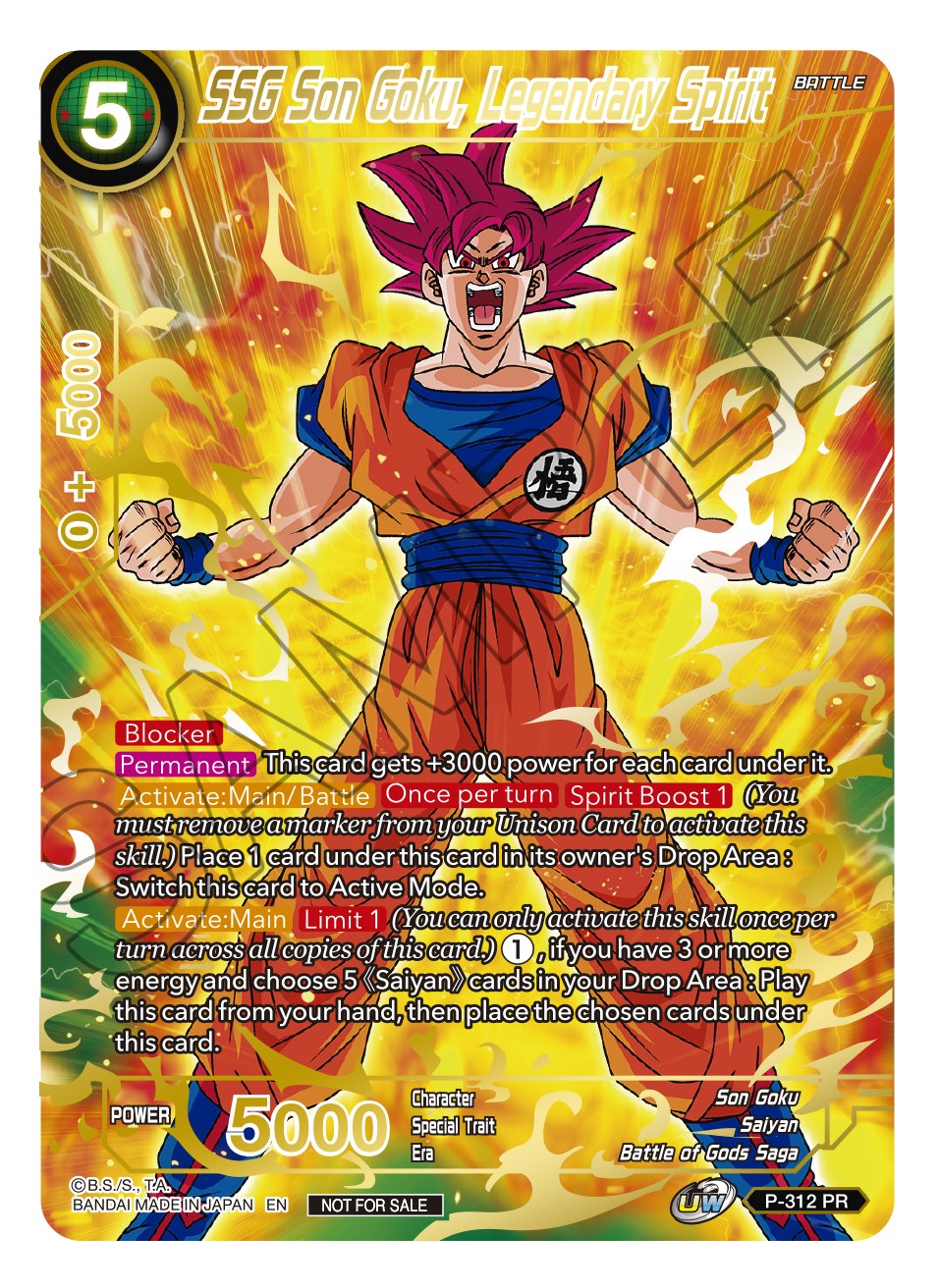 SSG Son Goku, Legendary Spirit (Gold Stamped) (P-312) [Promotion Cards] | Dragon's Lair Comics and Fantasy Houston TX