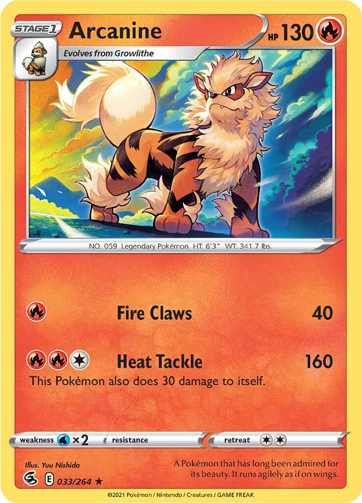 Arcanine (033/264) [Sword & Shield: Fusion Strike] | Dragon's Lair Comics and Fantasy Houston TX