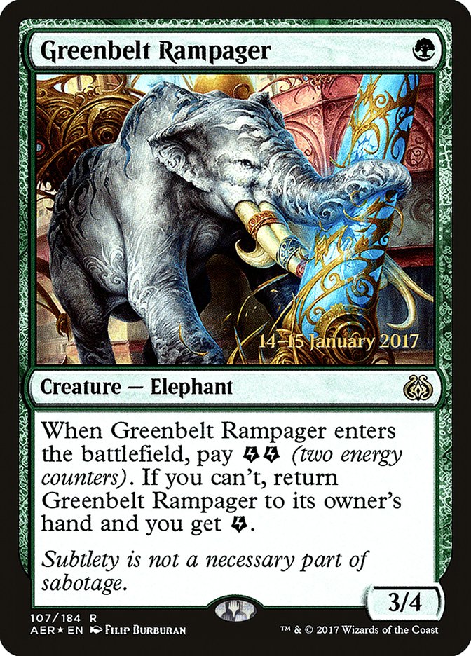 Greenbelt Rampager [Aether Revolt Prerelease Promos] | Dragon's Lair Comics and Fantasy Houston TX