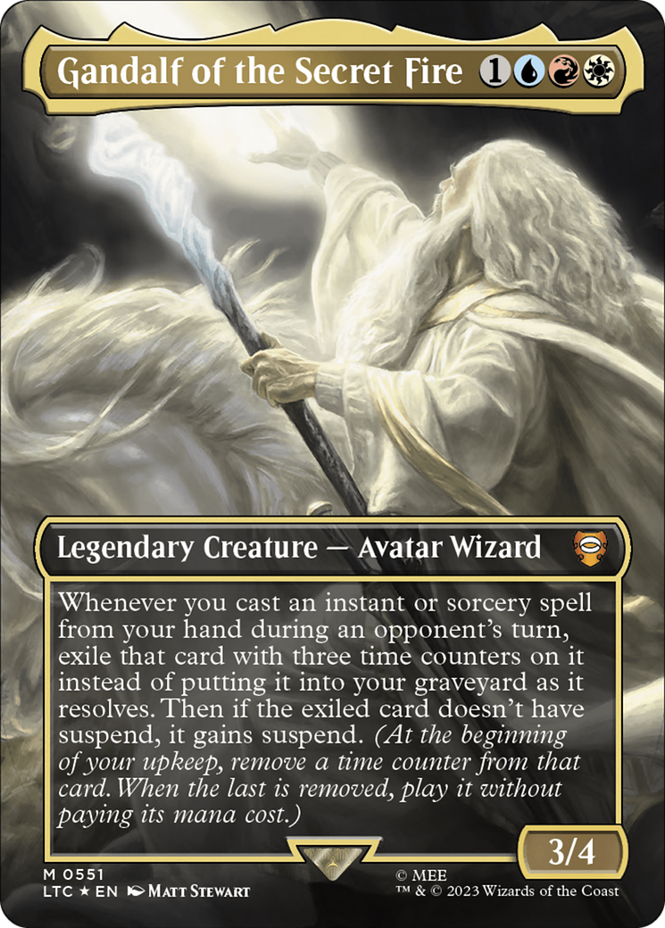 Gandalf of the Secret Fire (Borderless) (Surge Foil) [The Lord of the Rings: Tales of Middle-Earth Commander] | Dragon's Lair Comics and Fantasy Houston TX