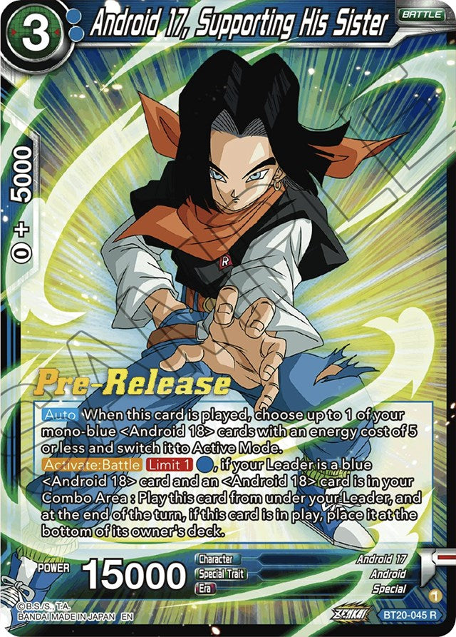 Android 17, Supporting His Sister (BT20-045) [Power Absorbed Prerelease Promos] | Dragon's Lair Comics and Fantasy Houston TX