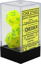 Chessex Dice Menagerie 8 Poly Vortex Electric Yellow/Green Poly 7 Set | Dragon's Lair Comics and Fantasy Houston TX