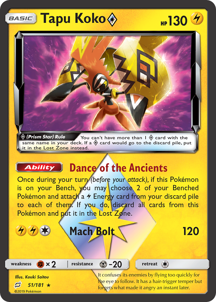 Tapu Koko (51/181) (Prism Star) [Sun & Moon: Team Up] | Dragon's Lair Comics and Fantasy Houston TX