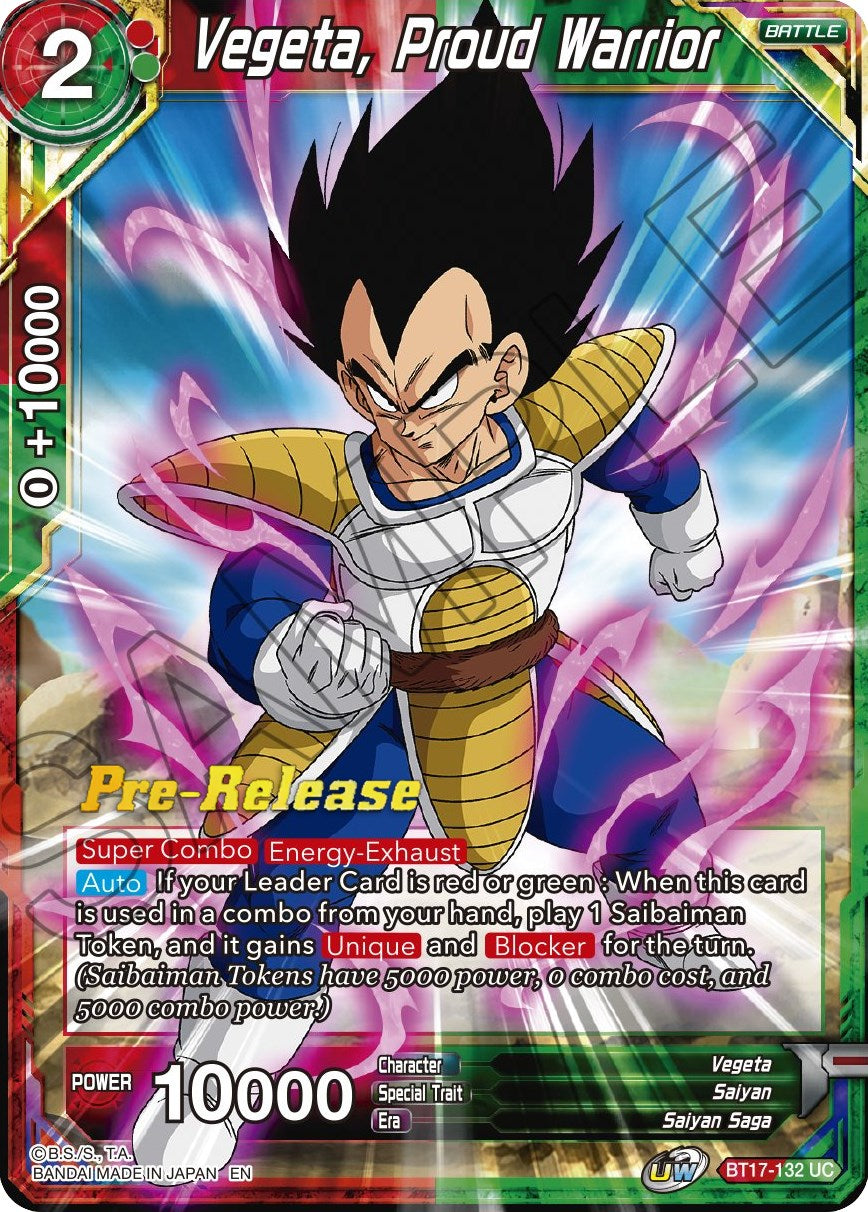 Vegeta, Proud Warrior (BT17-132) [Ultimate Squad Prerelease Promos] | Dragon's Lair Comics and Fantasy Houston TX