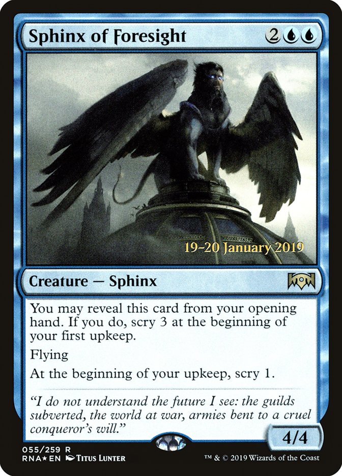 Sphinx of Foresight [Ravnica Allegiance Prerelease Promos] | Dragon's Lair Comics and Fantasy Houston TX