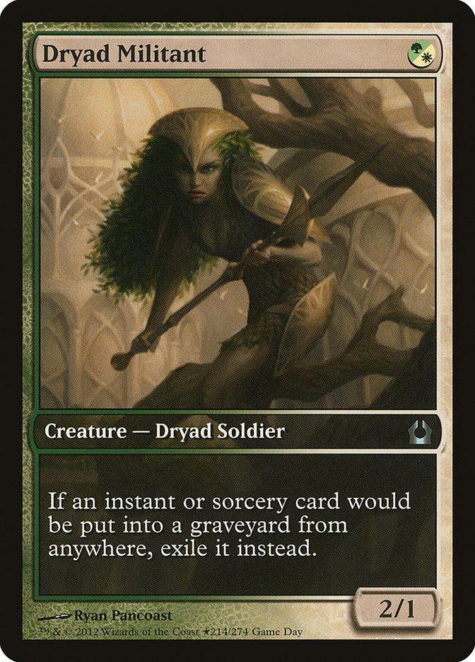 Dryad Militant (Game Day) (Extended Art) [Return to Ravnica Promos] | Dragon's Lair Comics and Fantasy Houston TX