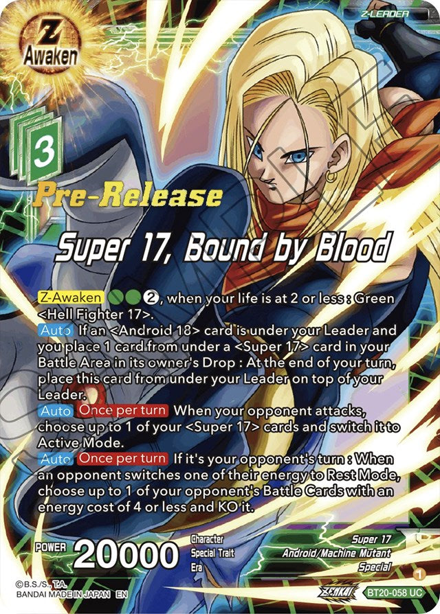 Super 17, Bound by Blood (BT20-058) [Power Absorbed Prerelease Promos] | Dragon's Lair Comics and Fantasy Houston TX