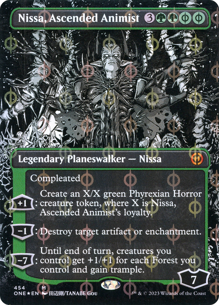 Nissa, Ascended Animist (Borderless Manga Step-and-Compleat Foil) [Phyrexia: All Will Be One] | Dragon's Lair Comics and Fantasy Houston TX